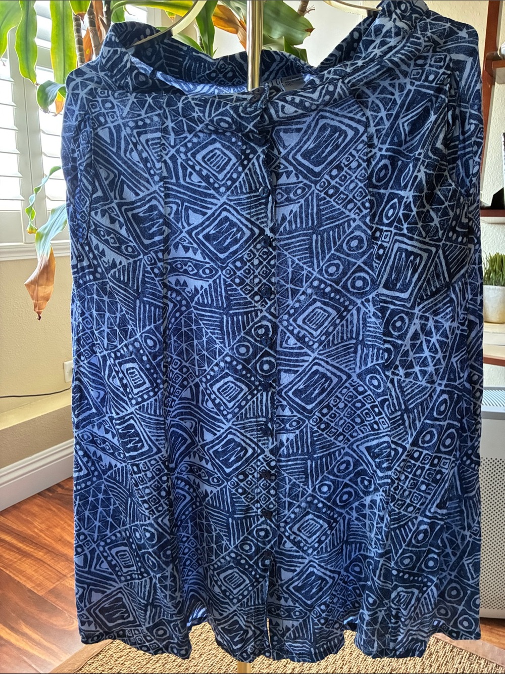 Magic Navy and Light Blue Geometric Print Maxi Skirt
